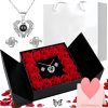 Elegant Preserved Rose Box with Hidden Jewelry Drawer Elegant Preserved Rose Box with Hidden Jewelry Drawer