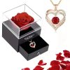 Elegant Preserved Rose Box with Hidden Jewelry Drawer Elegant Preserved Rose Box with Hidden Jewelry Drawer
