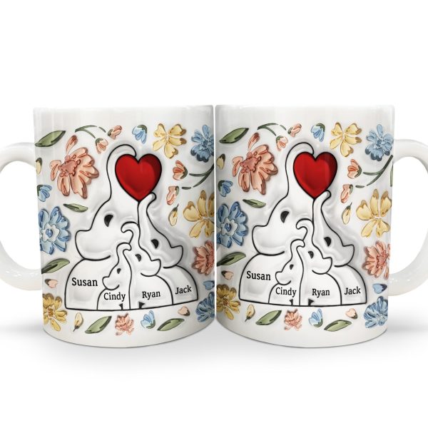 Elephant Love Family - Gift For Mother, Family - 3D Inflated Effect Printed Mug, Personalized White Edge-to-Edge Mug Elephant Love Family - Gift For Mother, Family - 3D Inflated Effect Printed Mug, Personalized White Edge-to-Edge Mug