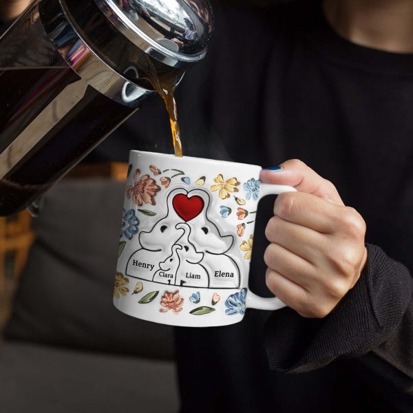Elephant Love Family - Gift For Mother, Family - 3D Inflated Effect Printed Mug, Personalized White Edge-to-Edge Mug Elephant Love Family - Gift For Mother, Family - 3D Inflated Effect Printed Mug, Personalized White Edge-to-Edge Mug