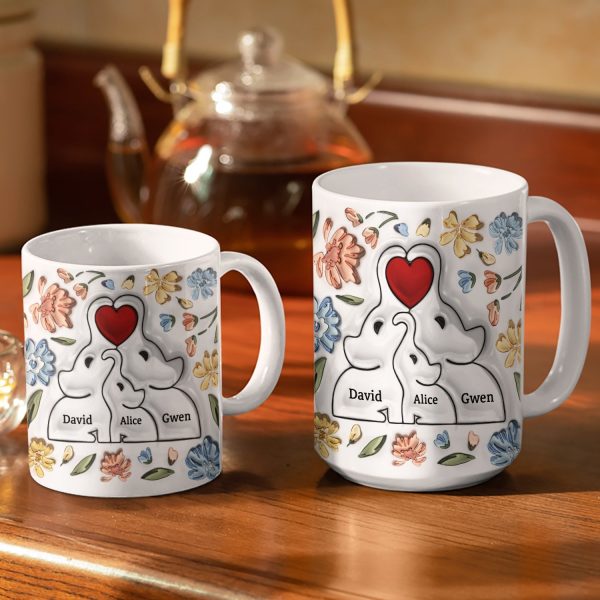 Elephant Love Family - Gift For Mother, Family - 3D Inflated Effect Printed Mug, Personalized White Edge-to-Edge Mug Elephant Love Family - Gift For Mother, Family - 3D Inflated Effect Printed Mug, Personalized White Edge-to-Edge Mug