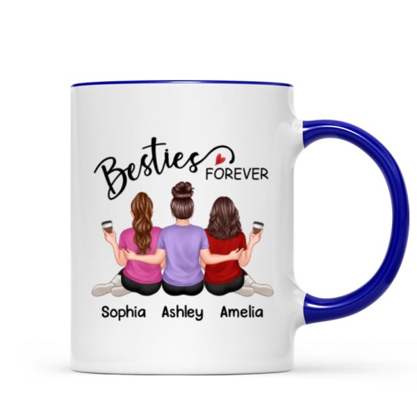 Embracing Back View Besties Sisters Forever Personalized Mug