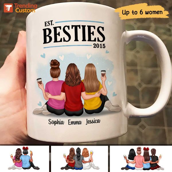 Embracing Besties Sisters Est Personalized Mug Embracing Besties Sisters Est Personalized Mug