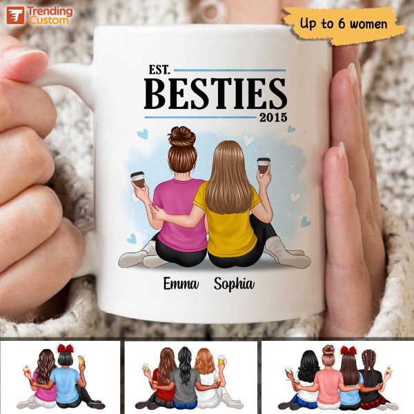 Embracing Besties Sisters Est Personalized Mug Embracing Besties Sisters Est Personalized Mug