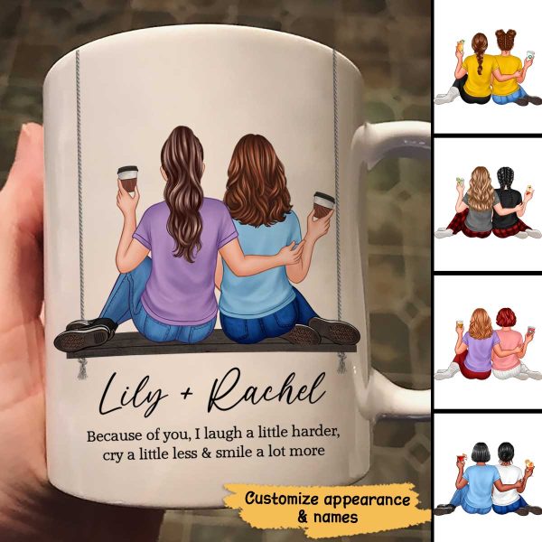 Embracing Besties Sisters On Swing Personalized Mug