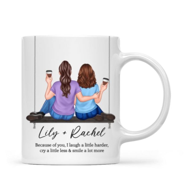 Embracing Besties Sisters On Swing Personalized Mug