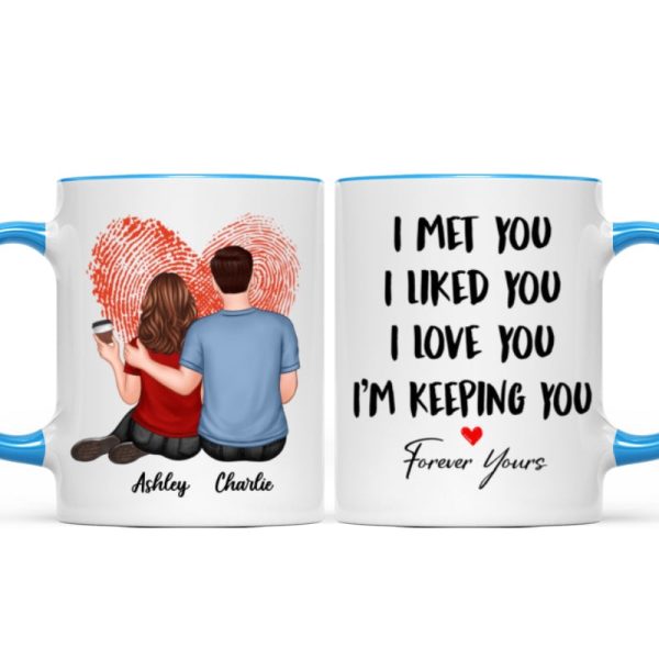 Embracing Couple Back View Finger Print Heart Personalized Mug Embracing Couple Back View Finger Print Heart Personalized Mug