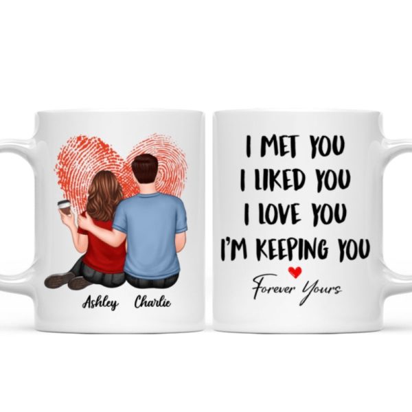 Embracing Couple Back View Finger Print Heart Personalized Mug Embracing Couple Back View Finger Print Heart Personalized Mug