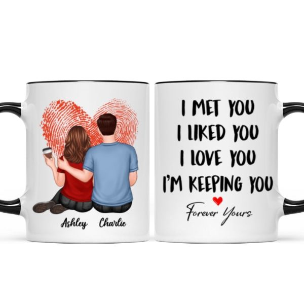 Embracing Couple Back View Finger Print Heart Personalized Mug Embracing Couple Back View Finger Print Heart Personalized Mug