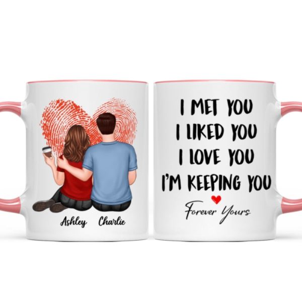 Embracing Couple Back View Finger Print Heart Personalized Mug Embracing Couple Back View Finger Print Heart Personalized Mug