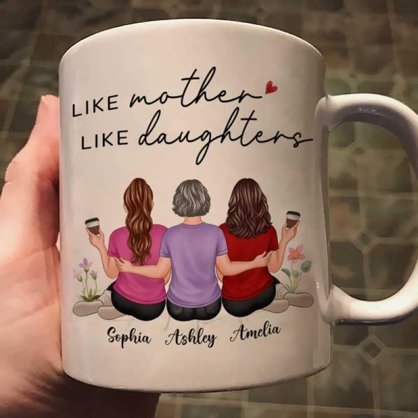 Embracing Mother Daughter Back View Personalized Mug