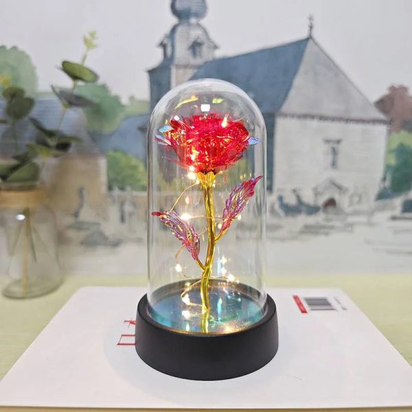 Eternal LED Rose in Glass Dome for Valentine's Day, Wedding, and Romantic Gifts
