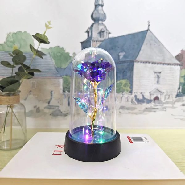 Eternal LED Rose in Glass Dome for Valentine's Day, Wedding, and Romantic Gifts