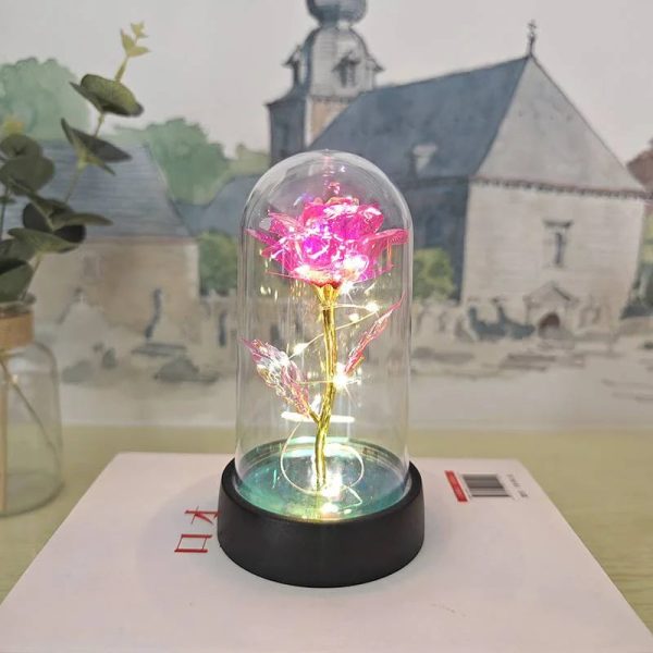 Eternal LED Rose in Glass Dome for Valentine's Day, Wedding, and Romantic Gifts