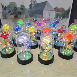 Eternal LED Rose in Glass Dome for Valentine's Day, Wedding, and Romantic Gifts
