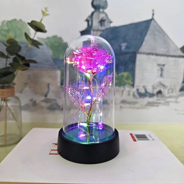 Eternal LED Rose in Glass Dome for Valentine's Day, Wedding, and Romantic Gifts