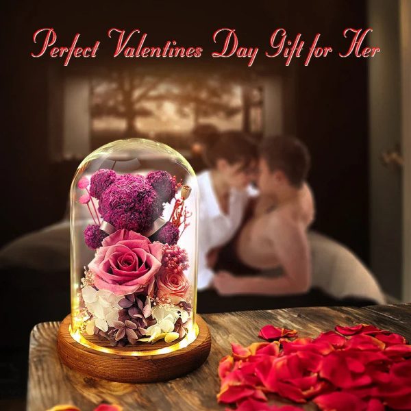 Eternal Preserved Rose Teddy Bear Gift Box with Lights Eternal Preserved Rose Teddy Bear Gift Box with Lights