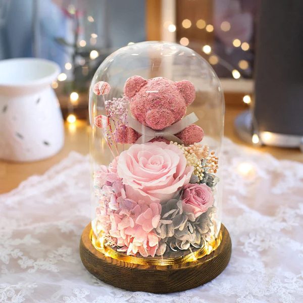 Eternal Preserved Rose Teddy Bear Gift Box with Lights Eternal Preserved Rose Teddy Bear Gift Box with Lights