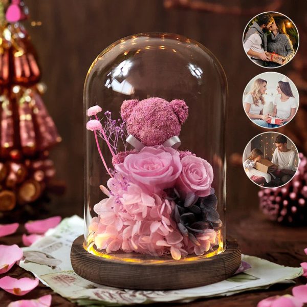Eternal Preserved Rose Teddy Bear Gift Box with Lights Eternal Preserved Rose Teddy Bear Gift Box with Lights