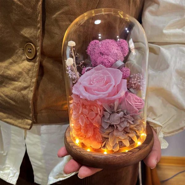 Eternal Preserved Rose Teddy Bear Gift Box with Lights Eternal Preserved Rose Teddy Bear Gift Box with Lights
