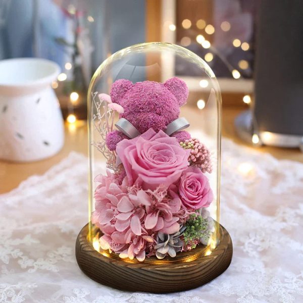 Eternal Preserved Rose Teddy Bear Gift Box with Lights Eternal Preserved Rose Teddy Bear Gift Box with Lights