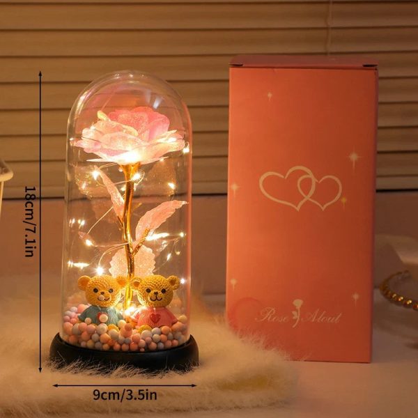 Eternal Rose in Glass Dome Handmade Artificial Flower for Gifts and Decoration