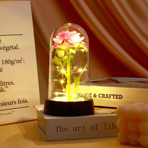 Eternal Rose in Glass Dome Handmade Artificial Flower for Gifts and Decoration
