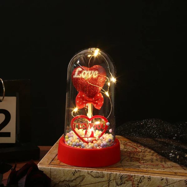 Eternal Rose in Glass Dome Handmade Artificial Flower for Gifts and Decoration