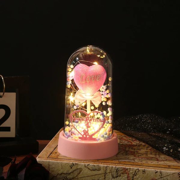 Eternal Rose LED Light in Glass Dome for Valentine's Day and Special Gifts