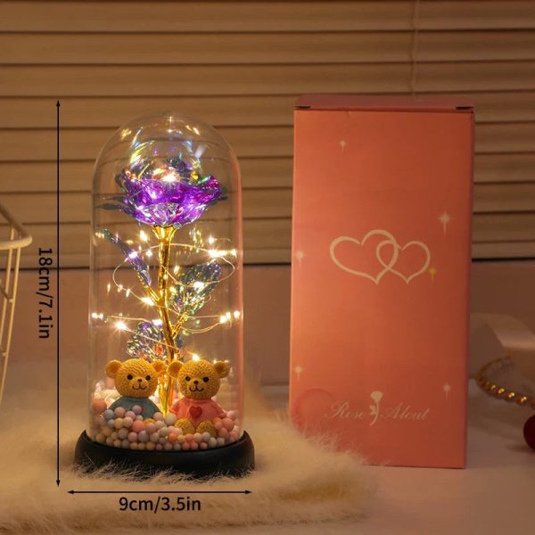 Eternal Rose LED Light with Acrylic Cover Romantic Desktop Flower Decoration Eternal Rose LED Light with Acrylic Cover Romantic Desktop Flower Decoration