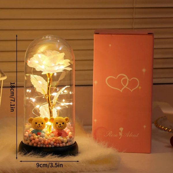 Eternal Rose LED Light with Acrylic Cover Romantic Desktop Flower Decoration Eternal Rose LED Light with Acrylic Cover Romantic Desktop Flower Decoration