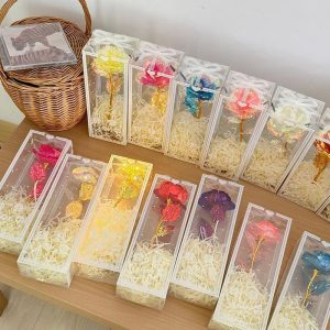 Eternal Rose LED Light with Acrylic Cover Romantic Desktop Flower Decoration