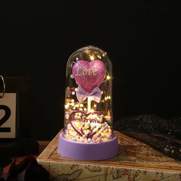Eternal Rose LED Light with Acrylic Cover Romantic Desktop Flower Decoration Eternal Rose LED Light with Acrylic Cover Romantic Desktop Flower Decoration