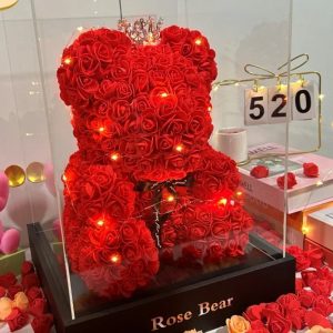 Eternal Rose Teddy Bear Artificial Flower Gift for Special Occasions