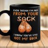 Even Though I'm Not From Your Sack - Family Personalized Custom Black Mug - Father's Day, Birthday Gift For Dad Even Though I'm Not From Your Sack - Family Personalized Custom Black Mug - Father's Day, Birthday Gift For Dad