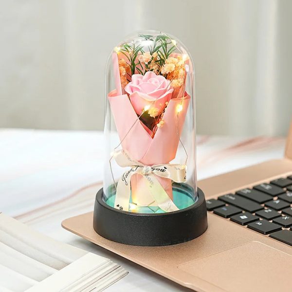 Everlasting Rose LED Glass Dome Bouquet Everlasting Rose LED Glass Dome Bouquet