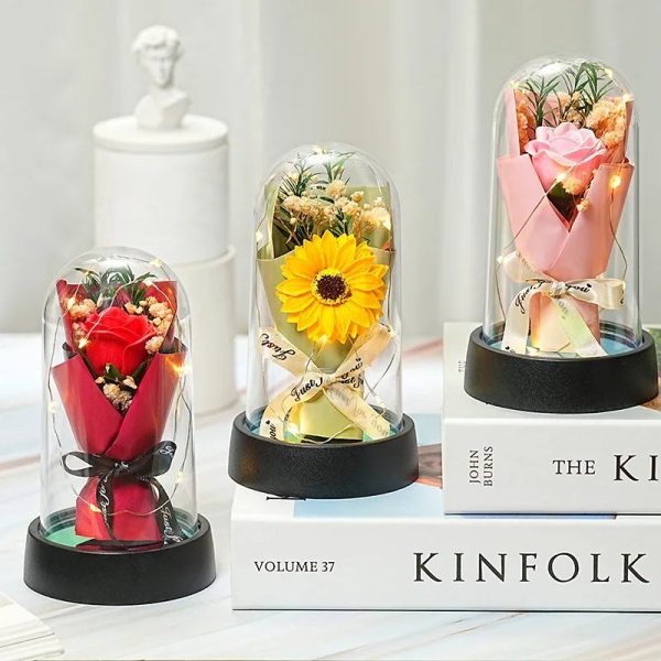 Everlasting Rose LED Glass Dome Bouquet Everlasting Rose LED Glass Dome Bouquet