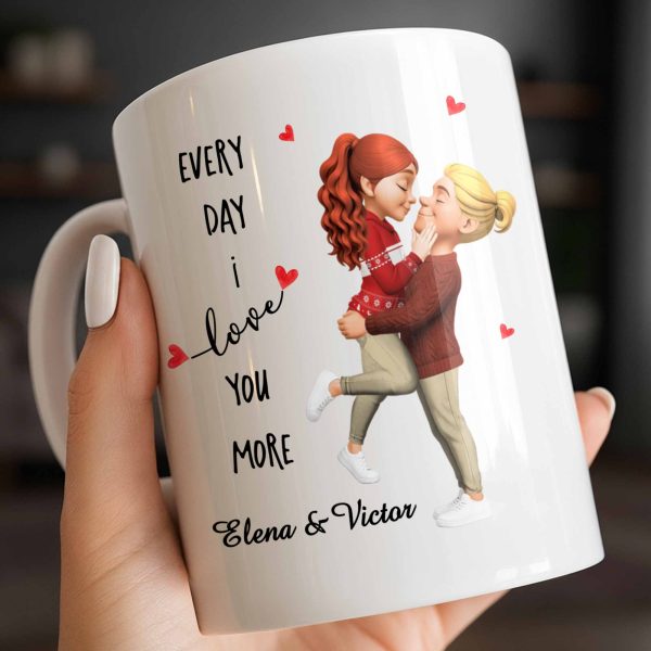 Every Day I Love You More, Couple And Calendar Design - Personalized Custom Coffee Mug - CPL1141_MG Every Day I Love You More, Couple And Calendar Design - Personalized Custom Coffee Mug - CPL1141_MG