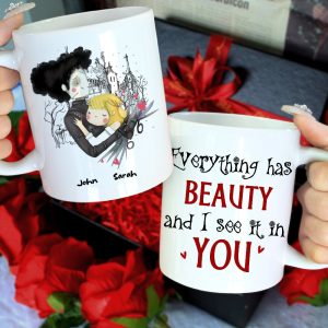 Everything Has Beauty And I See It In You, Personalized Horror Couple Mug