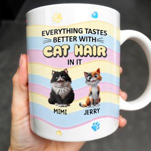 Everything Tastes Better With Cat Hair In It, Cats and Paw Prints - Personalized Custom Coffee Mug - CAT029_MG
