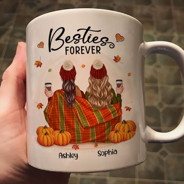 Fall Season Best Friends Sisters With Blanket Pumpkin Patch Personalized Mug