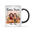Fall Season Besties Sister Sitting On Pumpkins Personalized Mug Fall Season Besties Sister Sitting On Pumpkins Personalized Mug