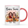Fall Season Besties Sister Sitting On Pumpkins Personalized Mug Fall Season Besties Sister Sitting On Pumpkins Personalized Mug