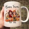 Fall Season Besties Sister Sitting On Pumpkins Personalized Mug Fall Season Besties Sister Sitting On Pumpkins Personalized Mug