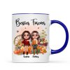 Fall Season Besties Sister Sitting On Pumpkins Personalized Mug Fall Season Besties Sister Sitting On Pumpkins Personalized Mug