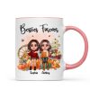 Fall Season Besties Sister Sitting On Pumpkins Personalized Mug Fall Season Besties Sister Sitting On Pumpkins Personalized Mug