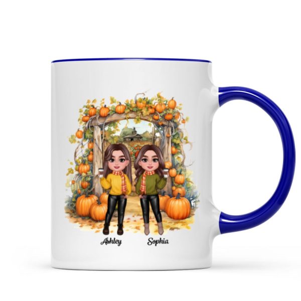 Fall Season Besties Sisters Pumpkin Patch Gate Personalized Mug