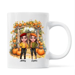 Fall Season Besties Sisters Pumpkin Patch Gate Personalized Mug