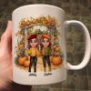 Fall Season Besties Sisters Pumpkin Patch Gate Personalized Mug