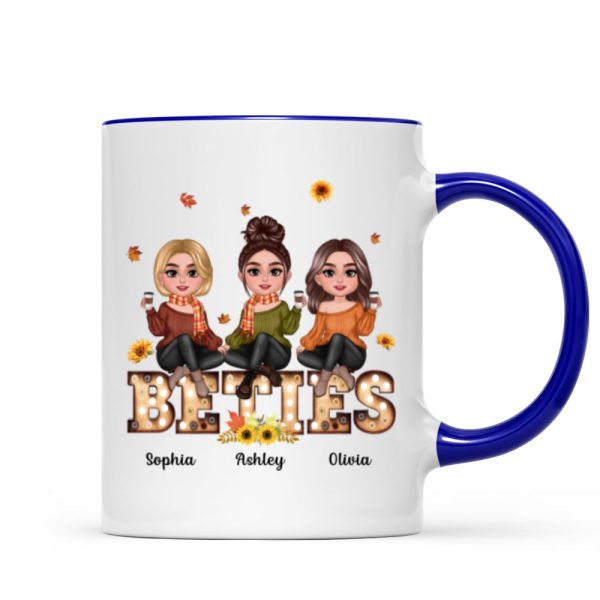 Fall Season Besties Sisters Sitting On Text Marquee Light Personalized Mug